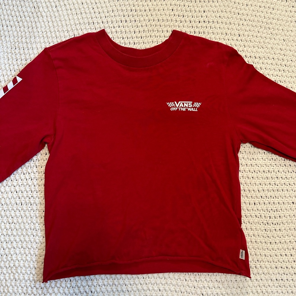 Small red cropped Vans long sleeve